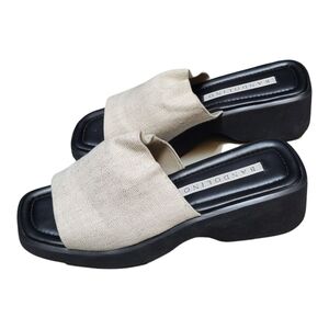Vintage Bandolino Cream Black B-Trudina Slide Sandals w/ Cushioned Sole- Size 8M